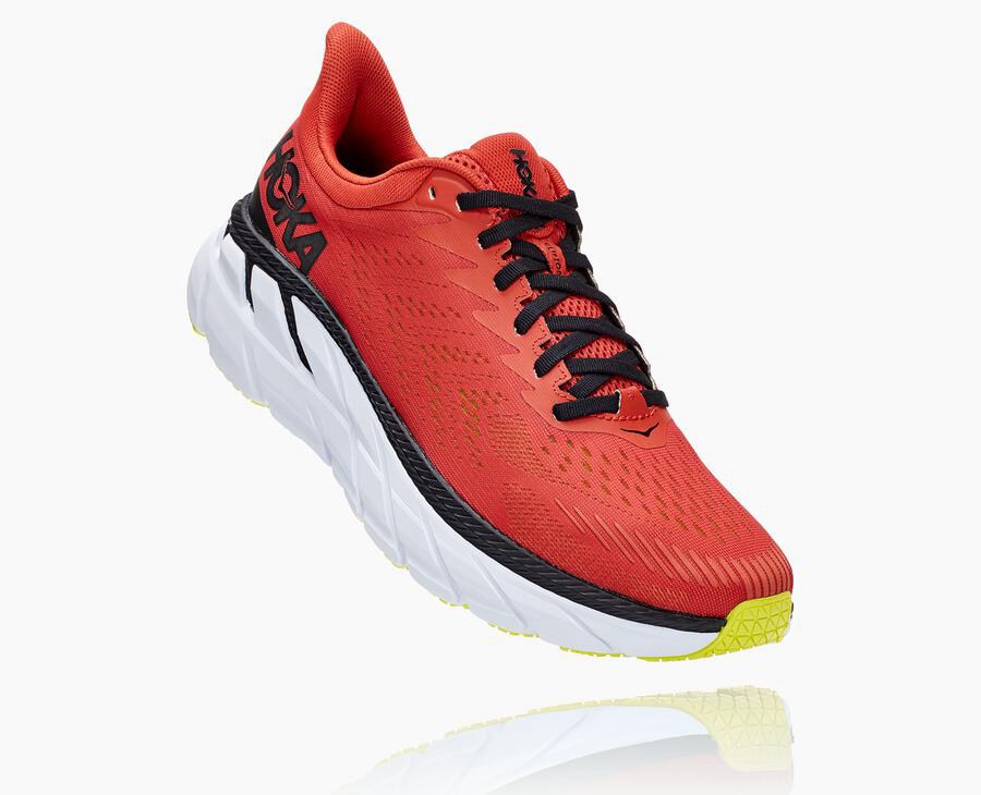 Running Shoes Mens - Hoka One One Clifton 7 - Red - COSJHNR-72